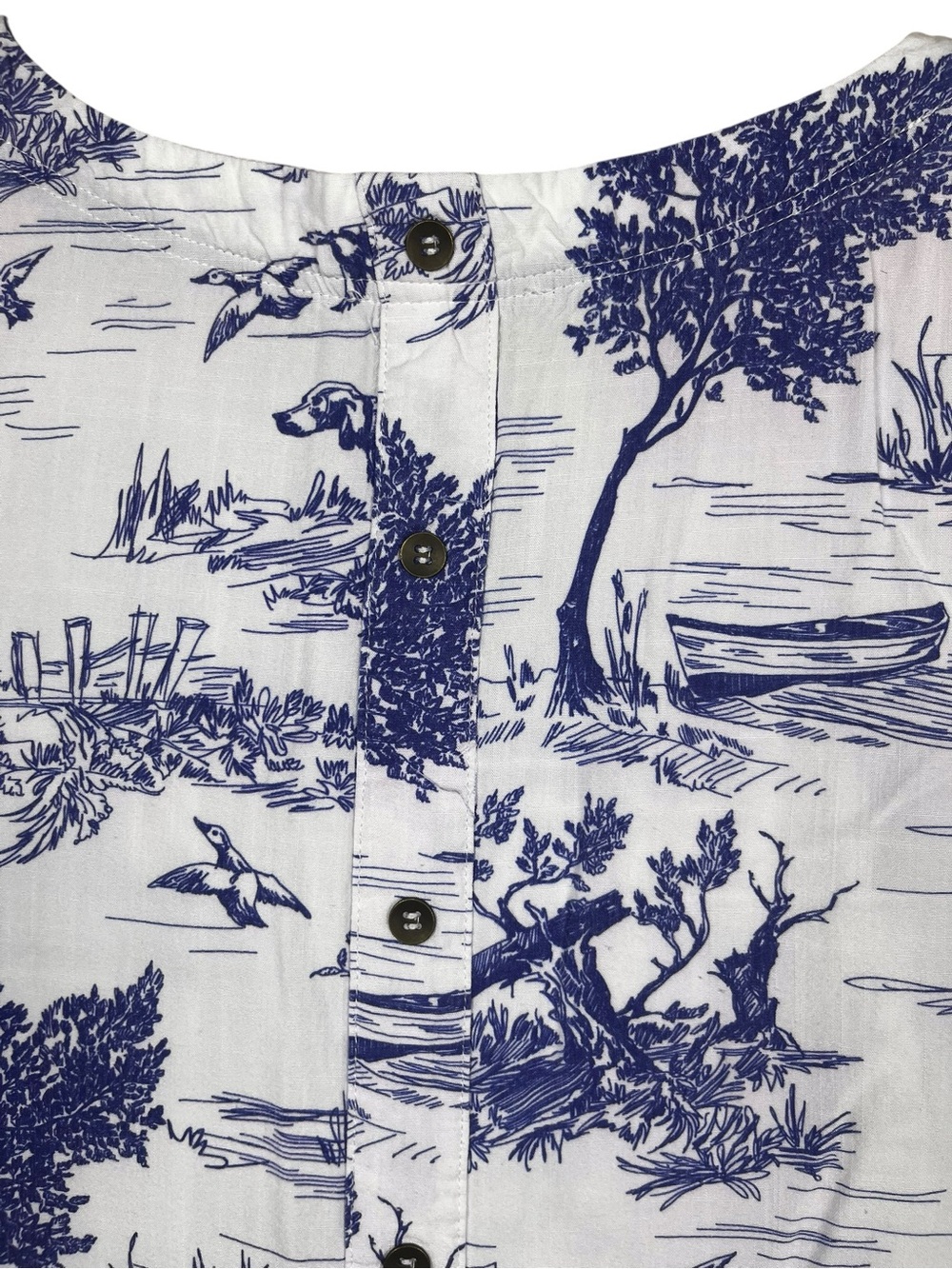 Umgee Sleeveless White Dress with Blue Toile Print size L - Picture 14 of 14